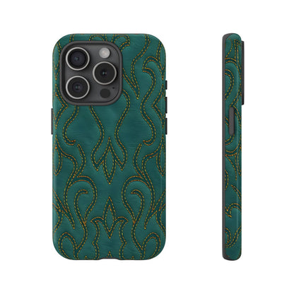 Faux Tooled Teal Stitch Tough Case