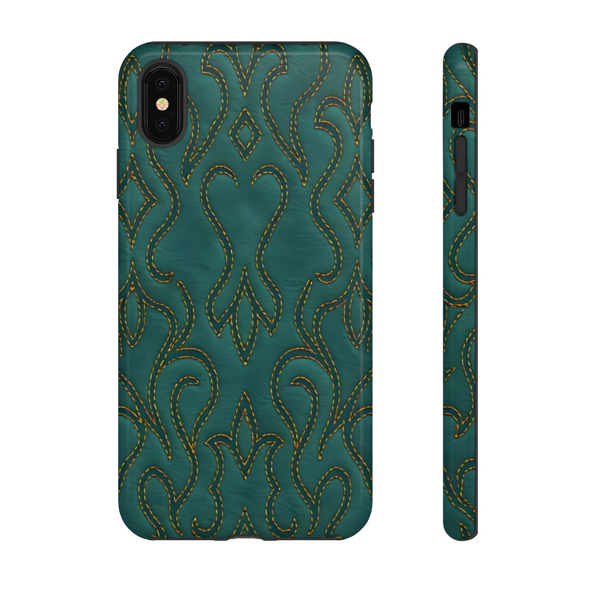 Faux Tooled Teal Stitch Tough Case