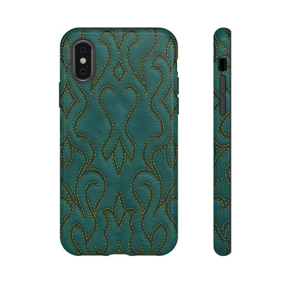 Faux Tooled Teal Stitch Tough Case
