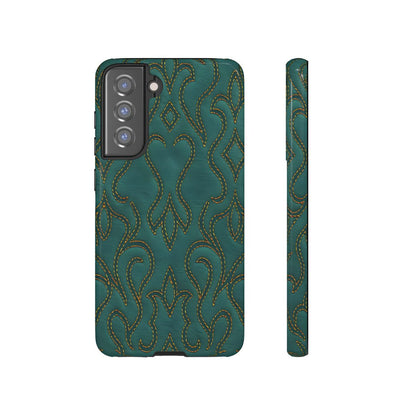 Faux Tooled Teal Stitch Tough Case
