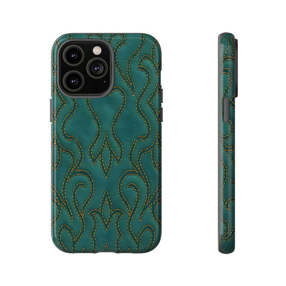 Faux Tooled Teal Stitch Tough Case
