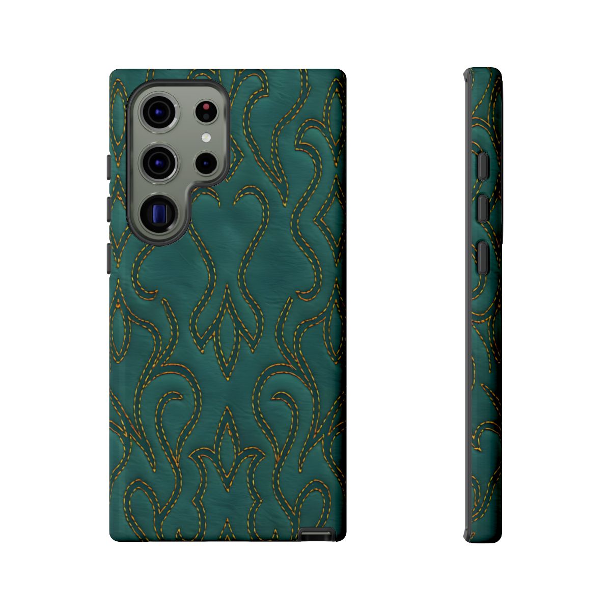 Faux Tooled Teal Stitch Tough Case