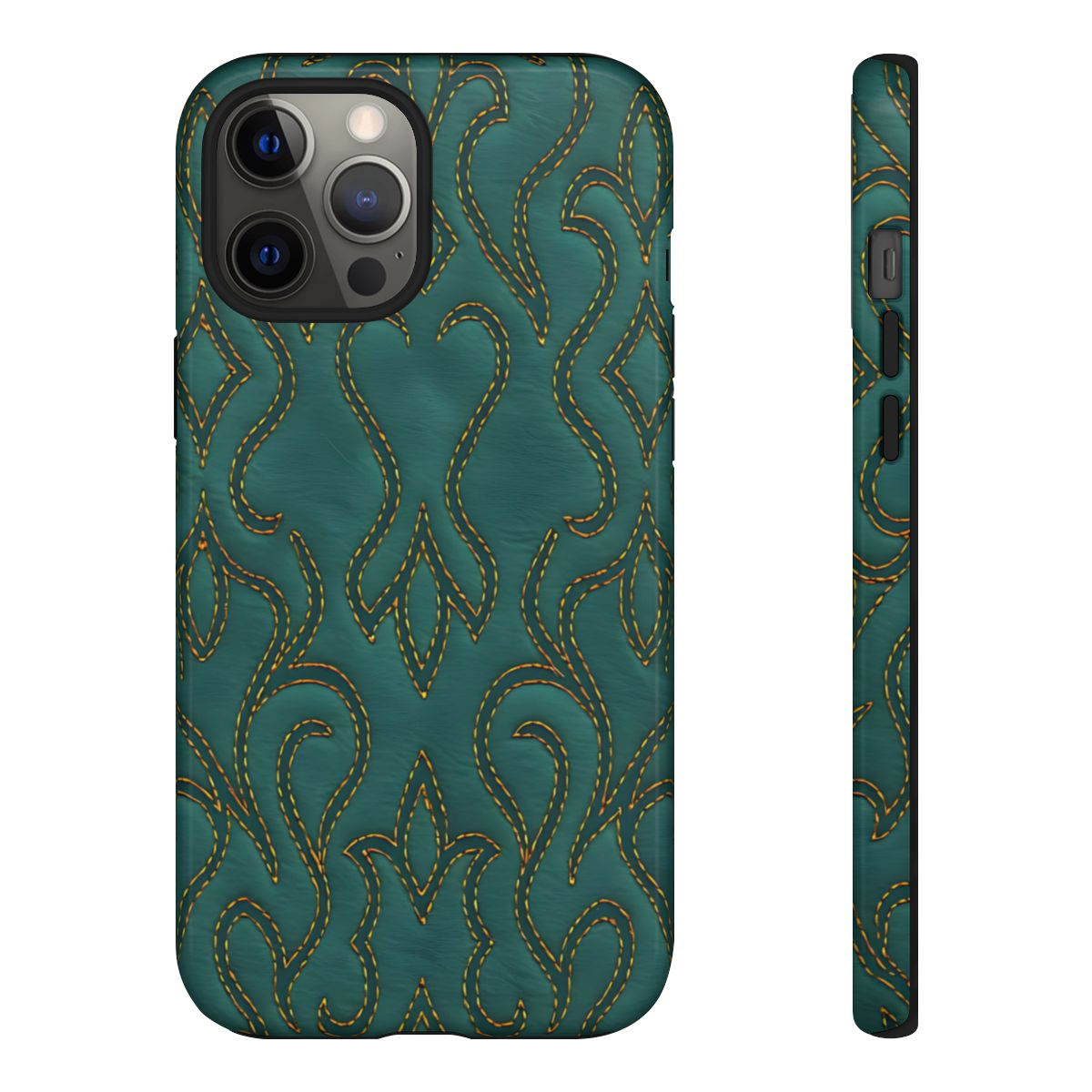 Faux Tooled Teal Stitch Tough Case
