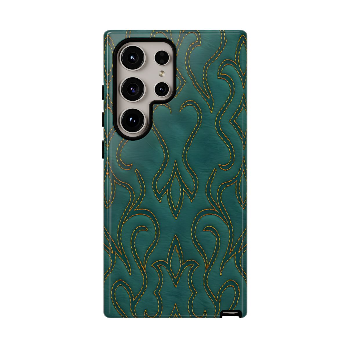 Faux Tooled Teal Stitch Tough Case