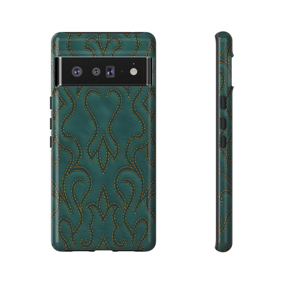 Faux Tooled Teal Stitch Tough Case
