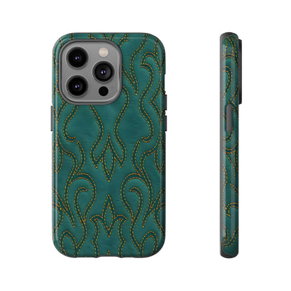 Faux Tooled Teal Stitch Tough Case