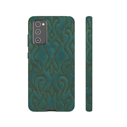 Faux Tooled Teal Stitch Tough Case