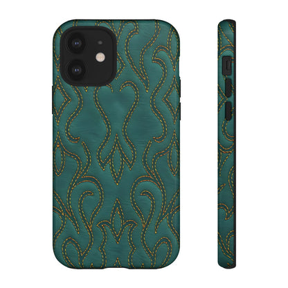 Faux Tooled Teal Stitch Tough Case