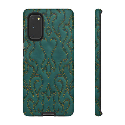 Faux Tooled Teal Stitch Tough Case