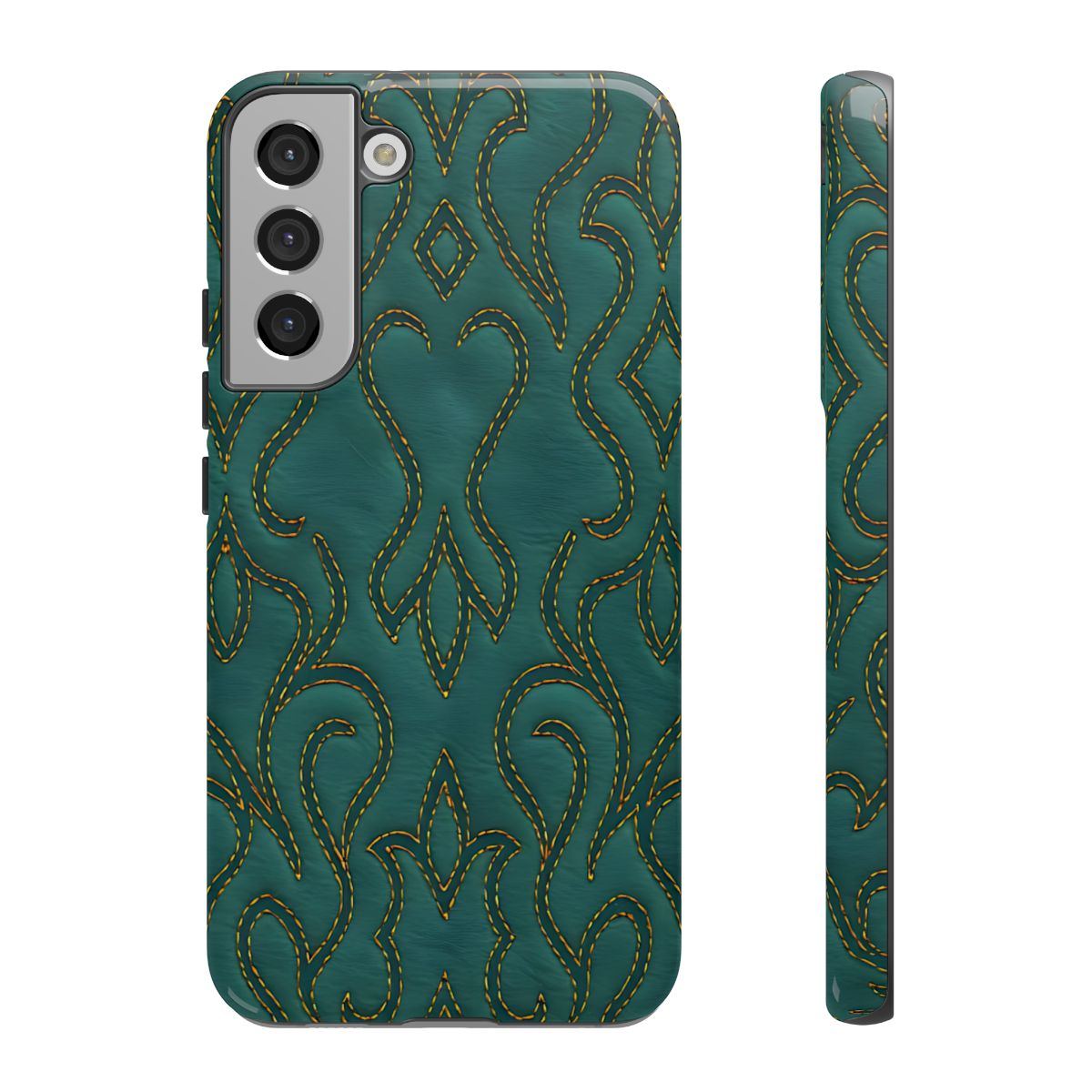 Faux Tooled Teal Stitch Tough Case