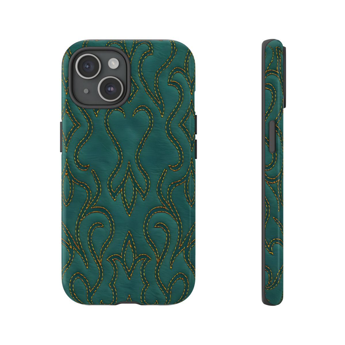 Faux Tooled Teal Stitch Tough Case