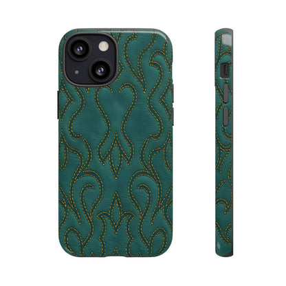 Faux Tooled Teal Stitch Tough Case