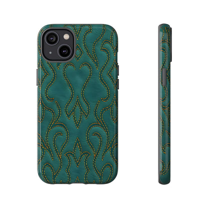 Faux Tooled Teal Stitch Tough Case
