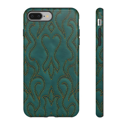 Faux Tooled Teal Stitch Tough Case