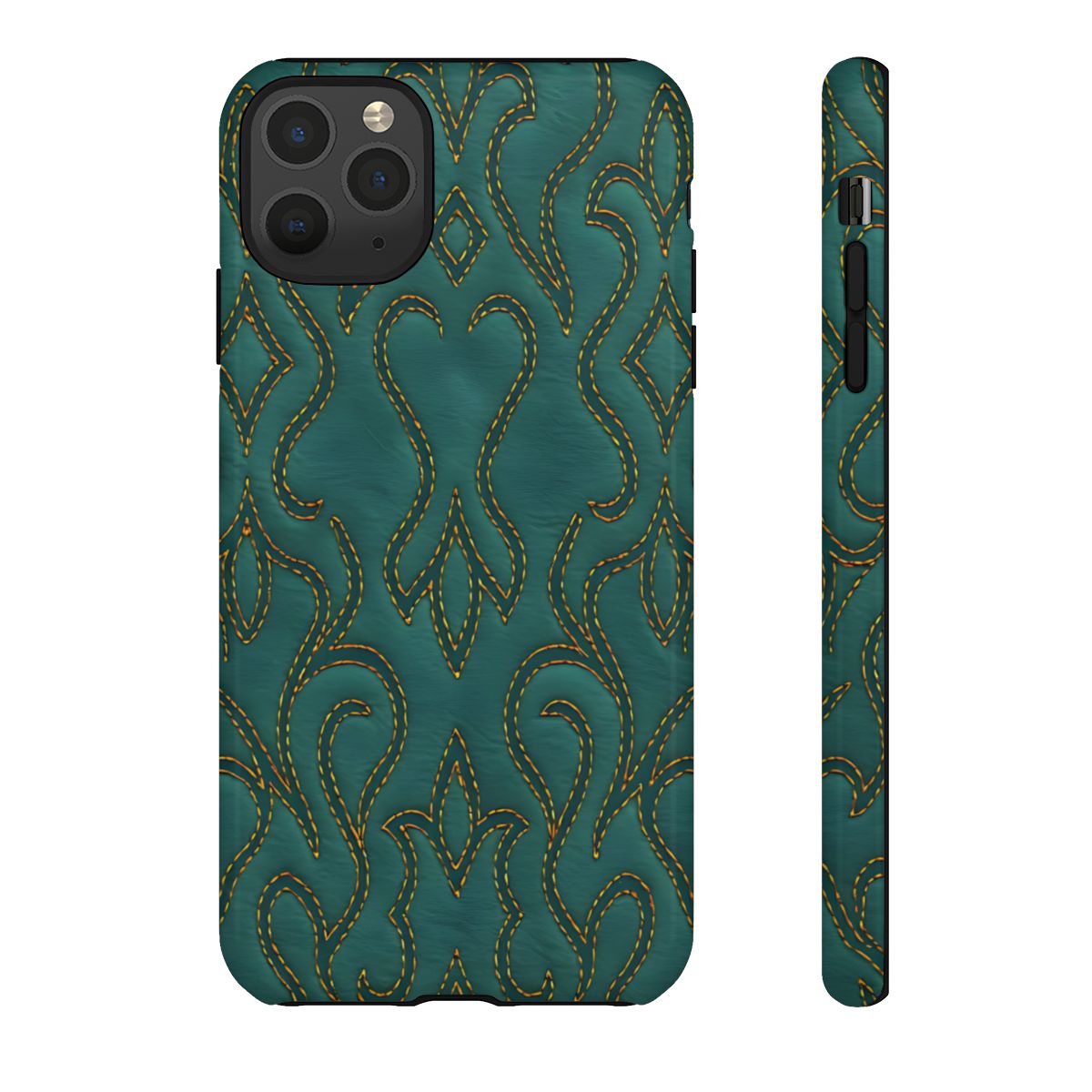 Faux Tooled Teal Stitch Tough Case