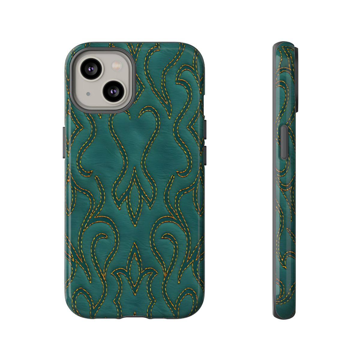Faux Tooled Teal Stitch Tough Case