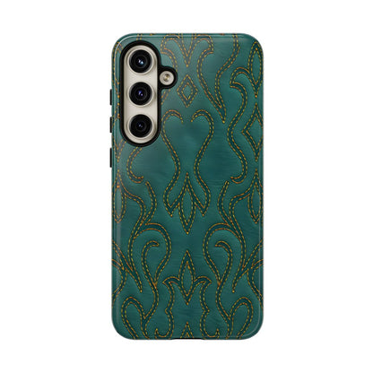 Faux Tooled Teal Stitch Tough Case