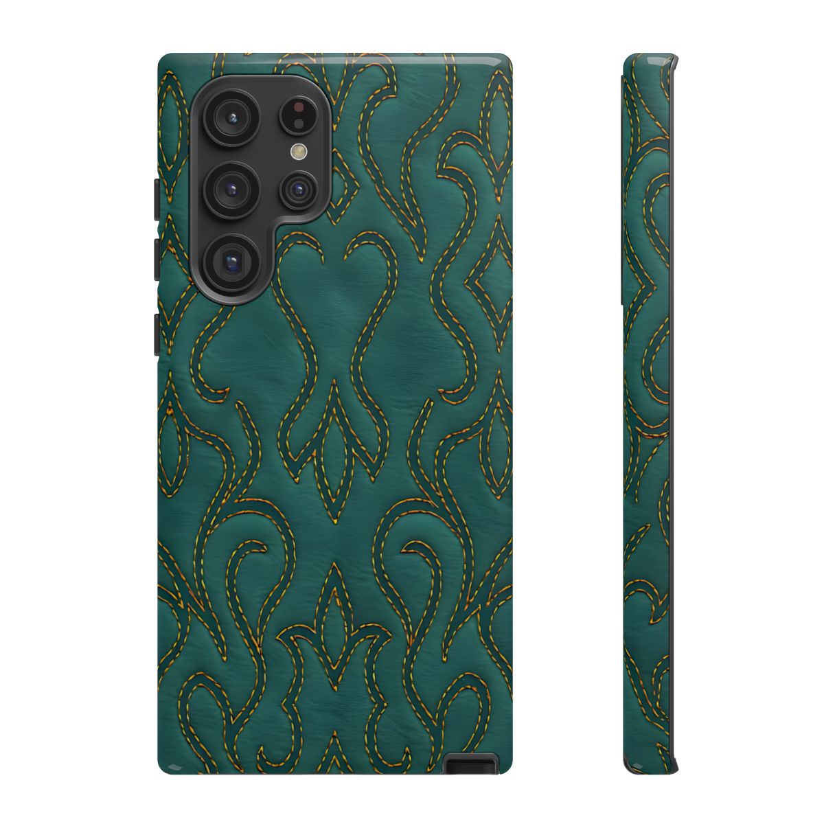 Faux Tooled Teal Stitch Tough Case