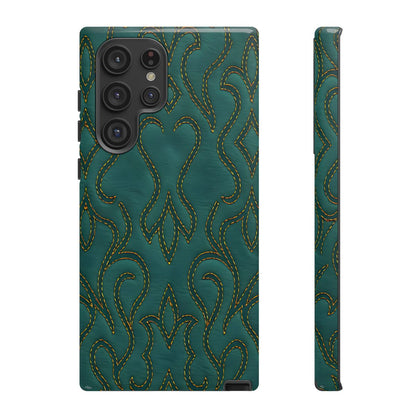 Faux Tooled Teal Stitch Tough Case