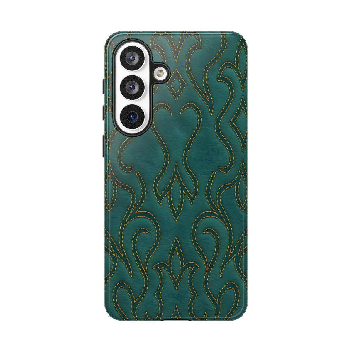 Faux Tooled Teal Stitch Tough Case
