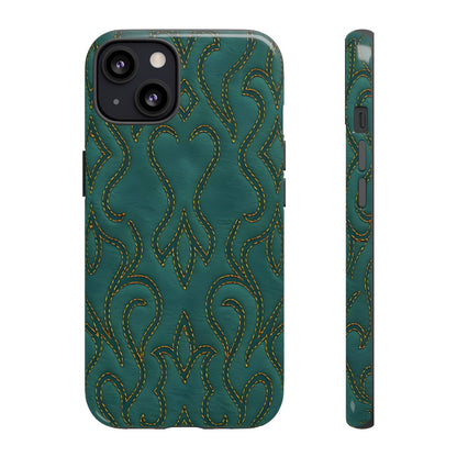 Faux Tooled Teal Stitch Tough Case