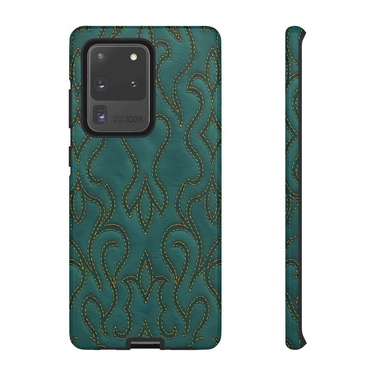 Faux Tooled Teal Stitch Tough Case