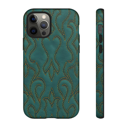 Faux Tooled Teal Stitch Tough Case