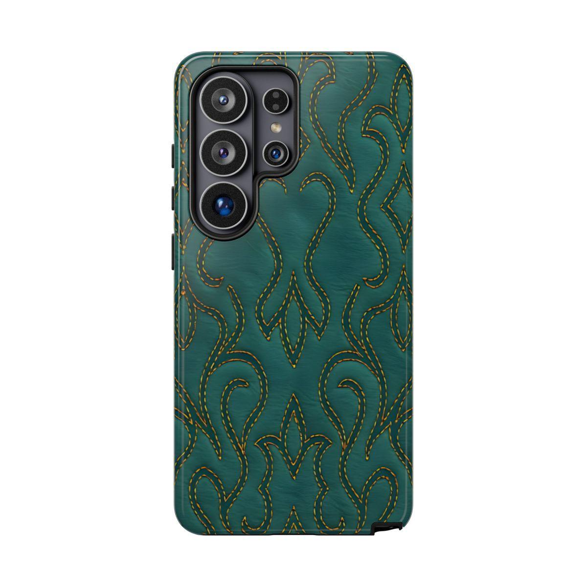 Faux Tooled Teal Stitch Tough Case