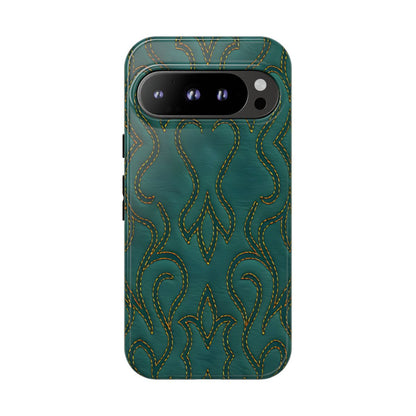 Faux Tooled Teal Stitch Tough Case