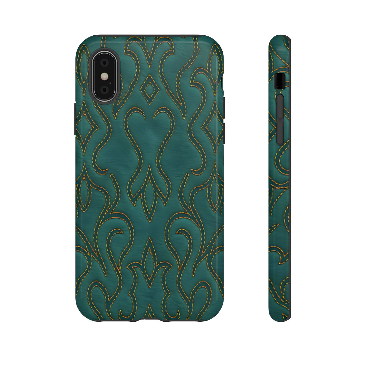 Faux Tooled Teal Stitch Tough Case