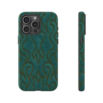 Faux Tooled Teal Stitch Tough Case