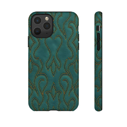 Faux Tooled Teal Stitch Tough Case