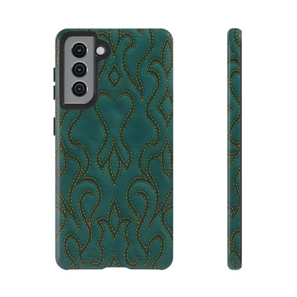 Faux Tooled Teal Stitch Tough Case