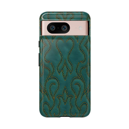 Faux Tooled Teal Stitch Tough Case