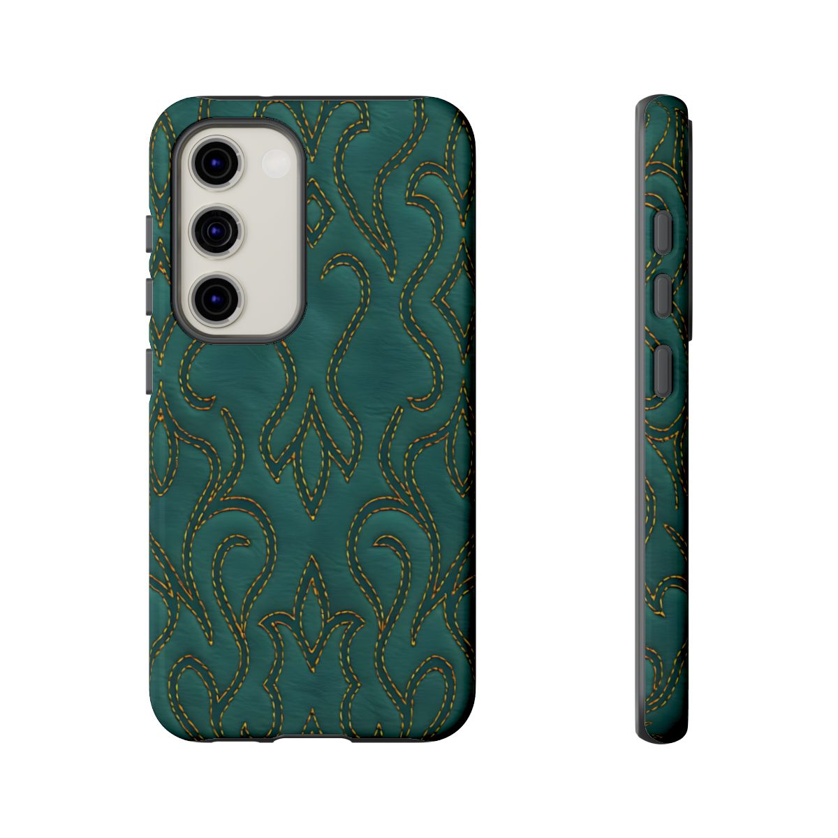 Faux Tooled Teal Stitch Tough Case