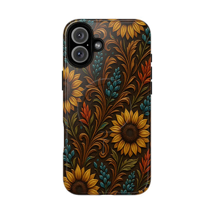 Faux Tooled Western Wildflowers Magnetic Case