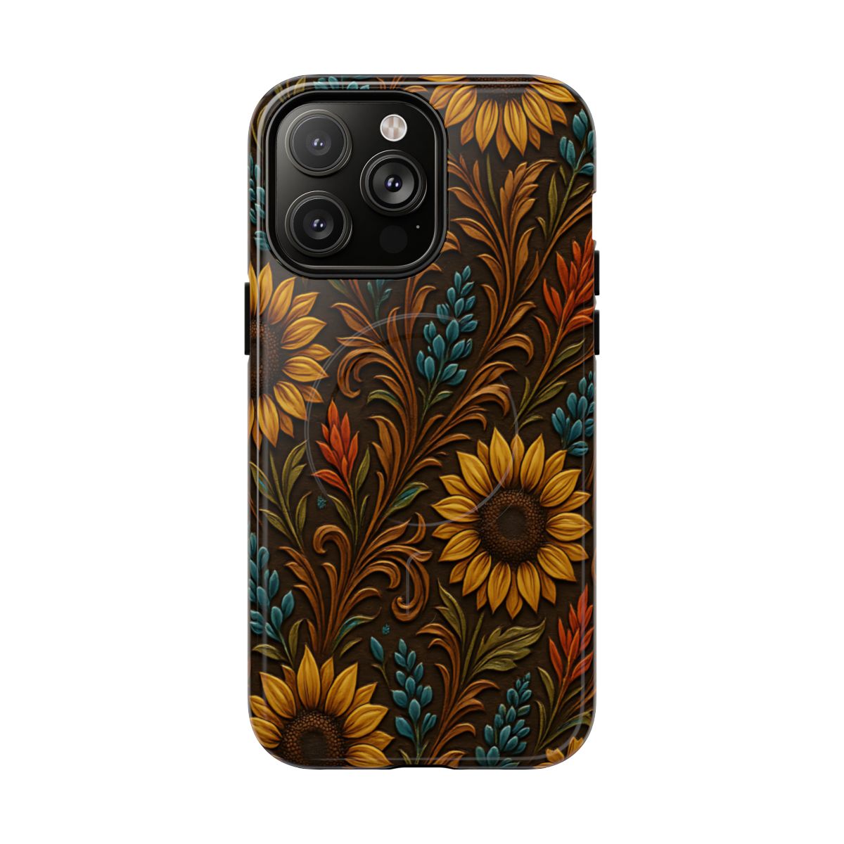 Faux Tooled Western Wildflowers Magnetic Case