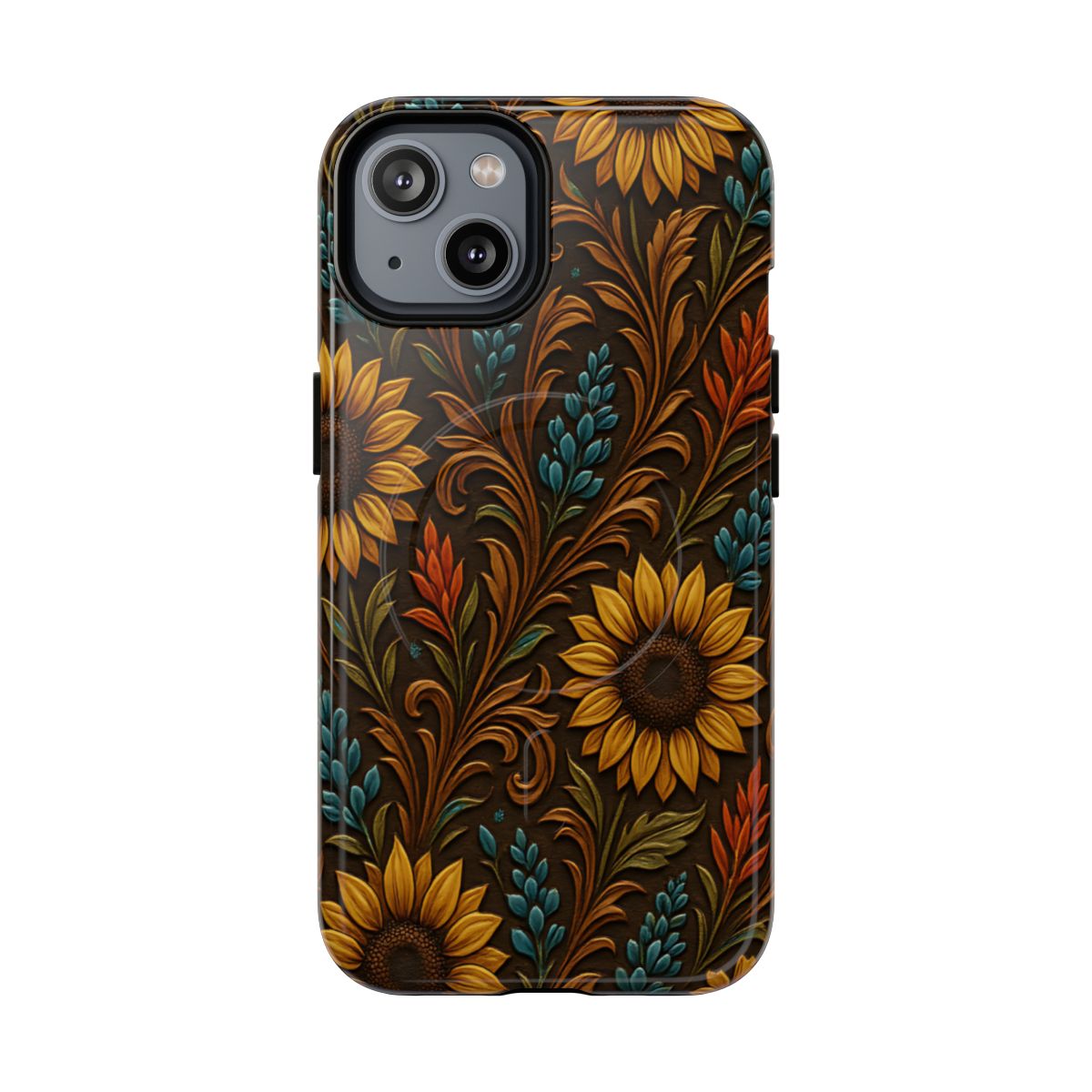 Faux Tooled Western Wildflowers Magnetic Case