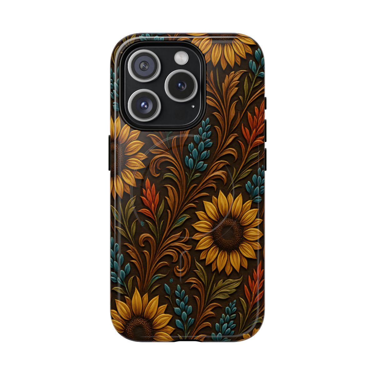 Faux Tooled Western Wildflowers Magnetic Case
