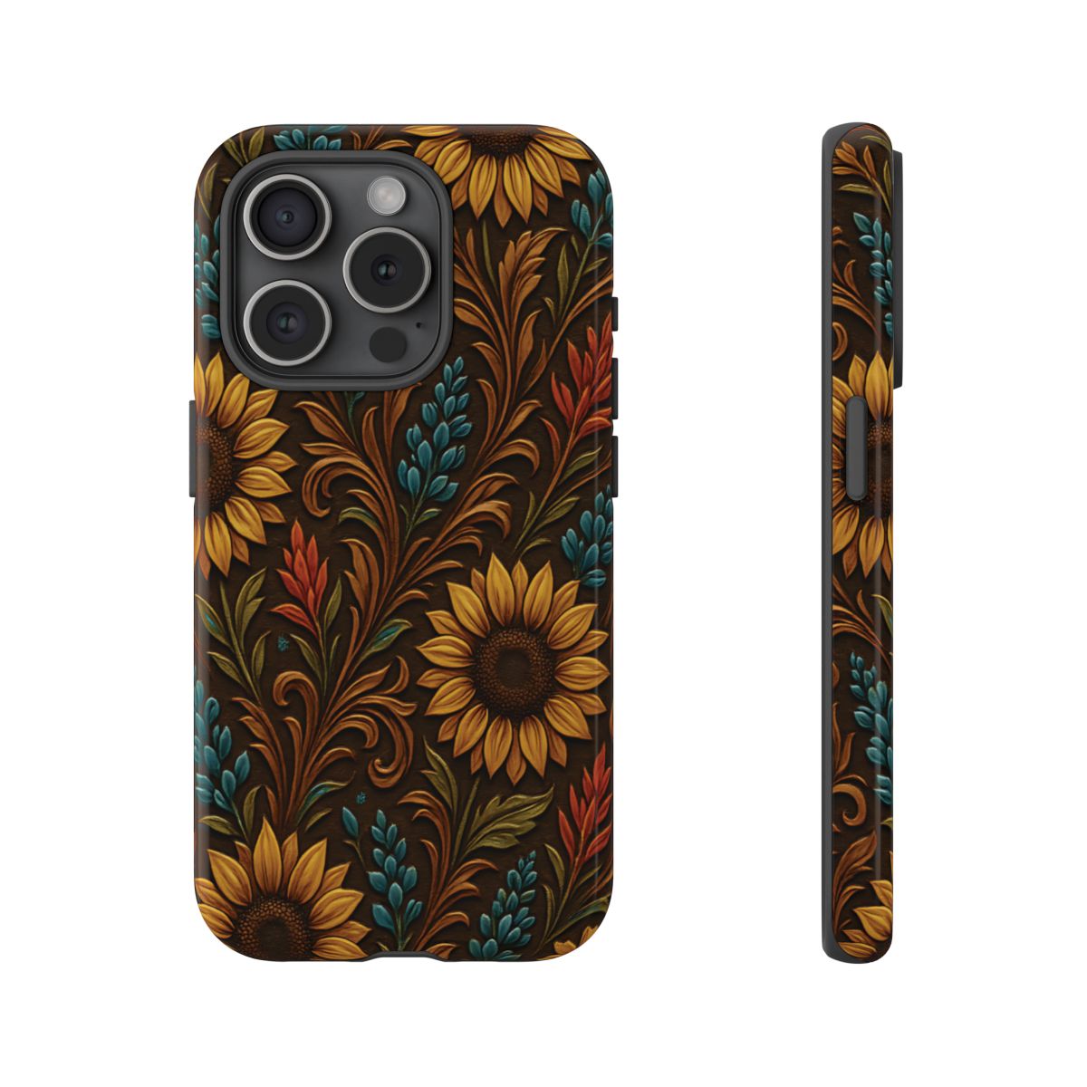 Faux Tooled Western Wildflowers Tough Case