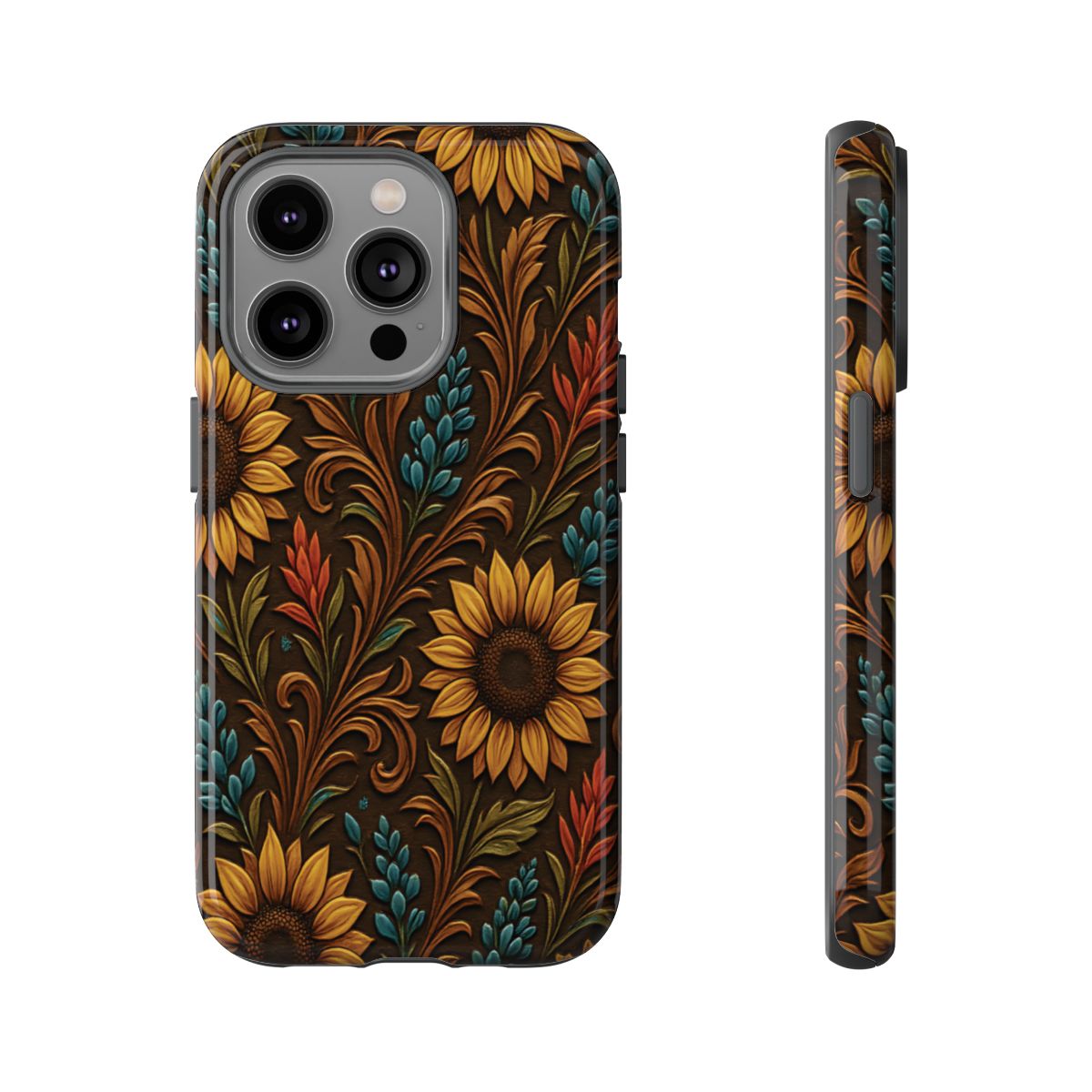 Faux Tooled Western Wildflowers Tough Case