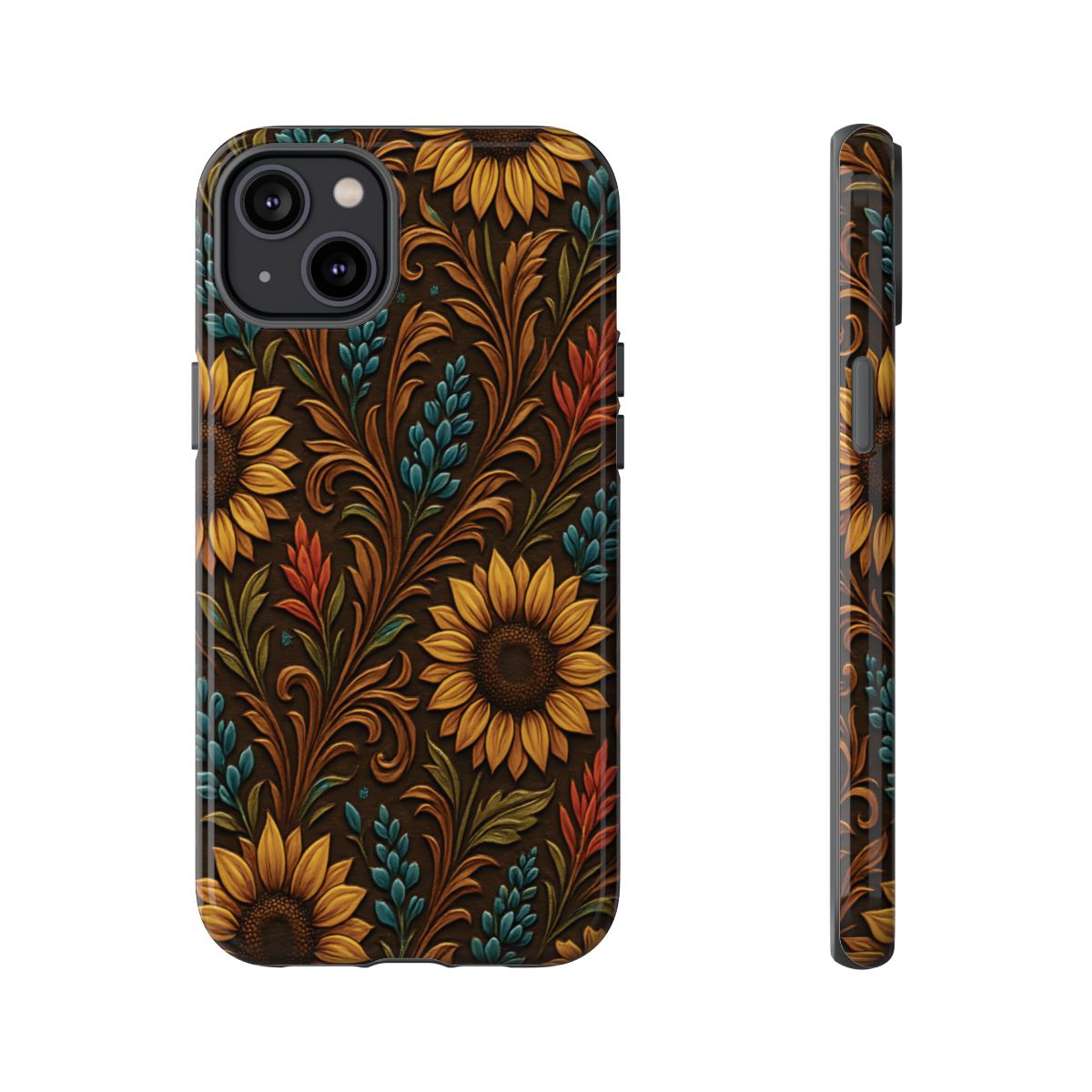 Faux Tooled Western Wildflowers Tough Case