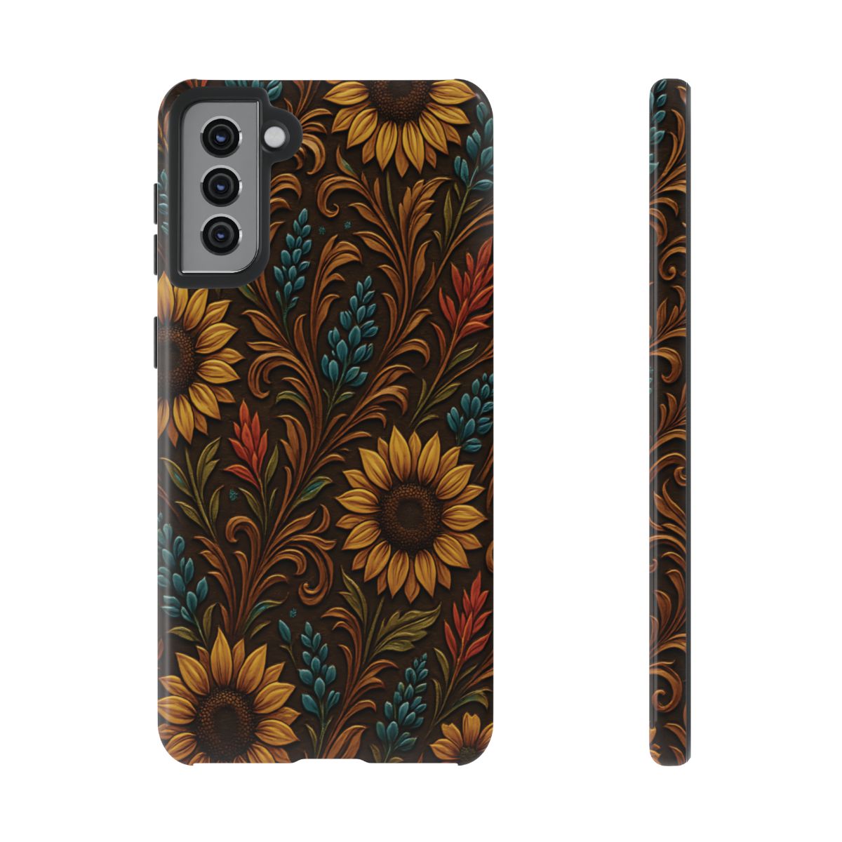 Faux Tooled Western Wildflowers Tough Case