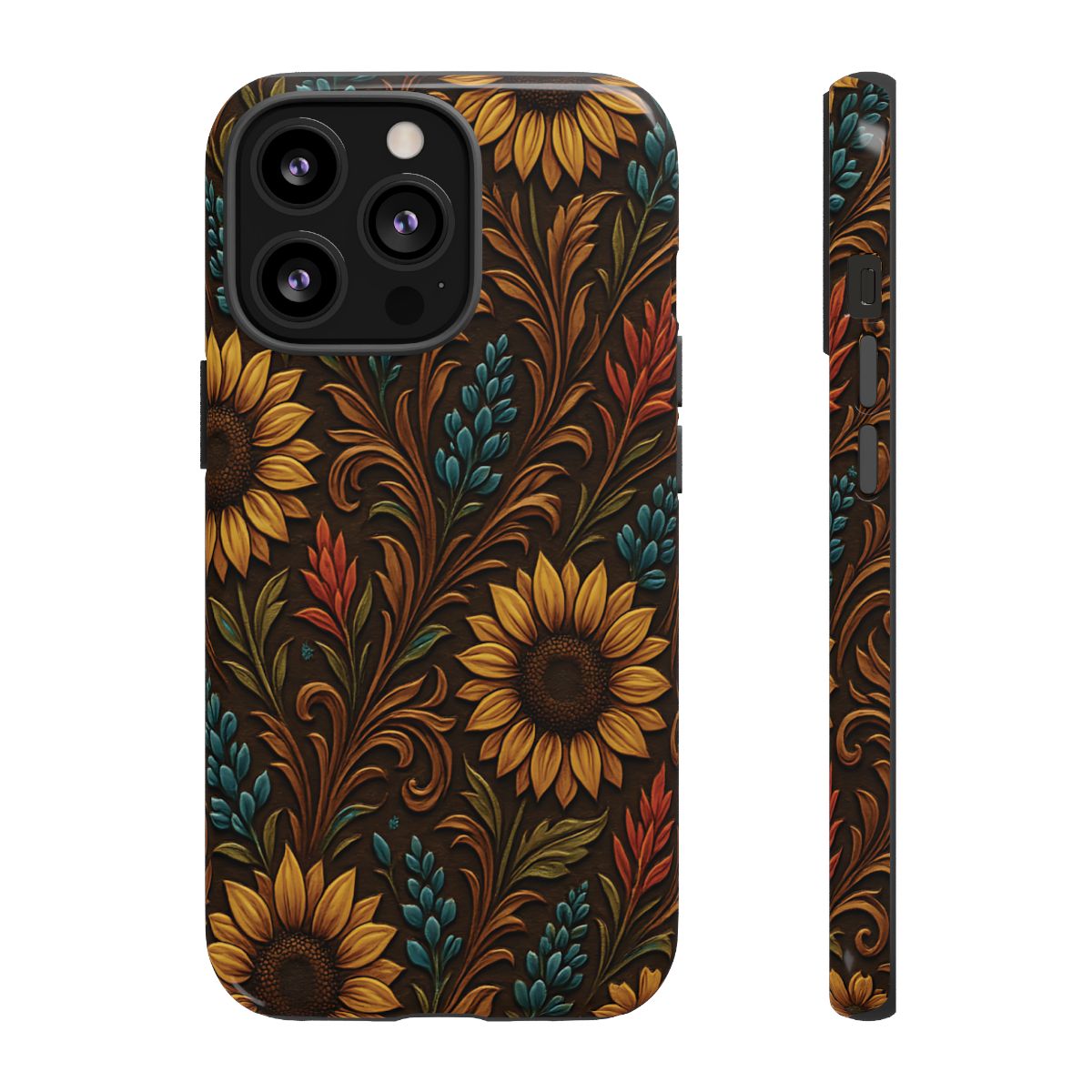 Faux Tooled Western Wildflowers Tough Case