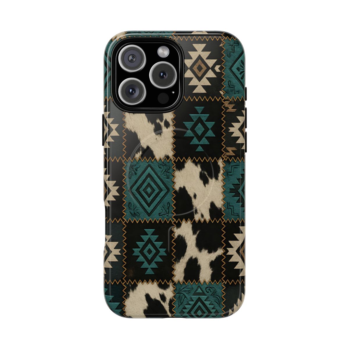 Turquiose Aztec Patchwork Magnetic Case