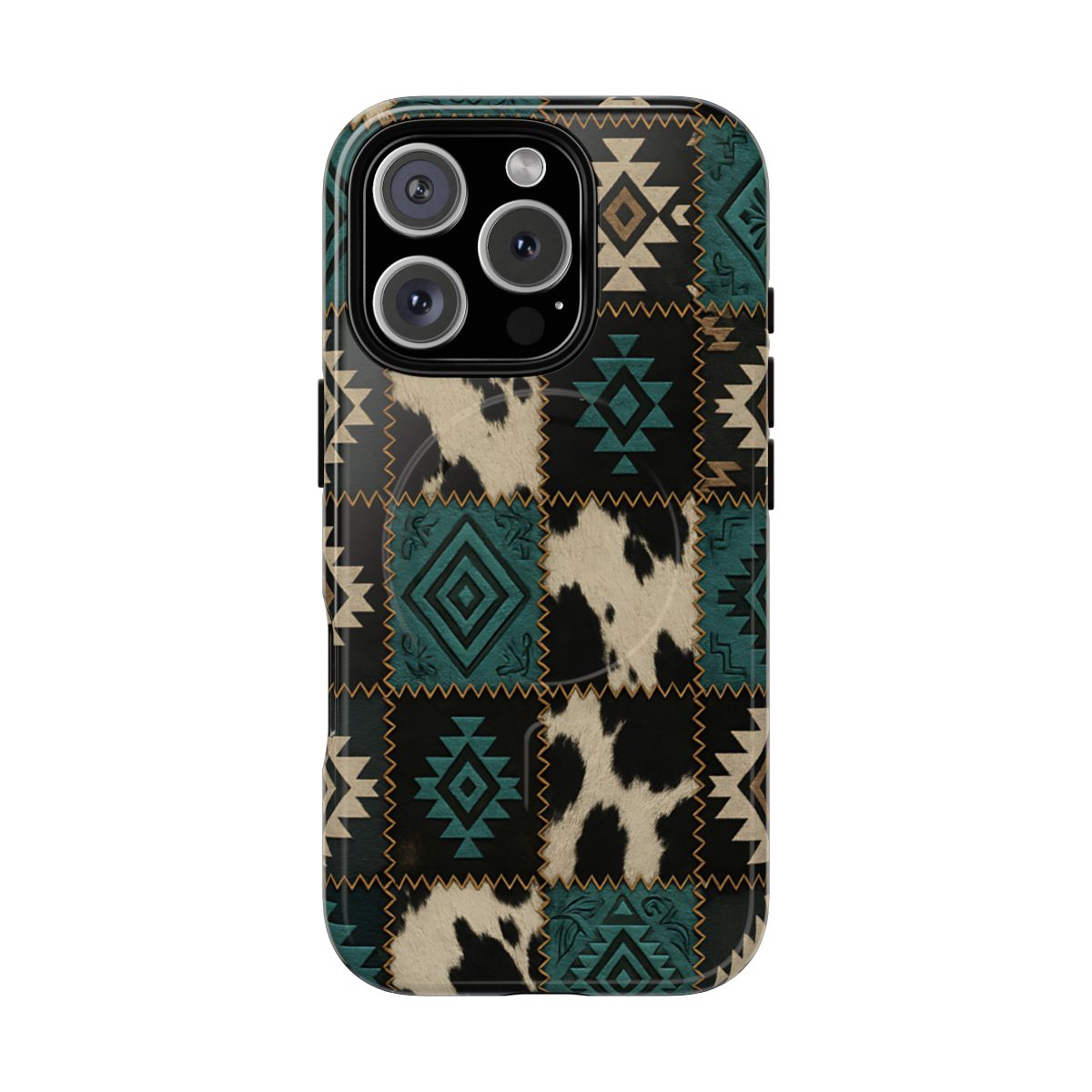 Turquiose Aztec Patchwork Magnetic Case