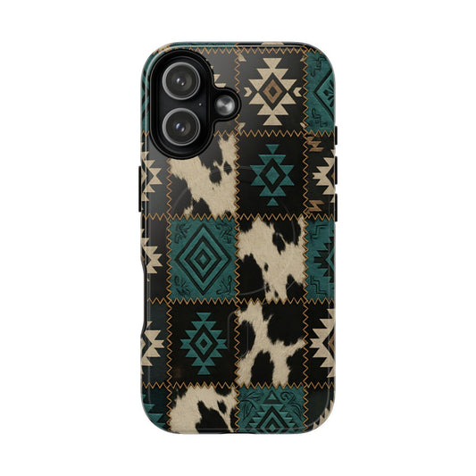 Turquiose Aztec Patchwork Magnetic Case