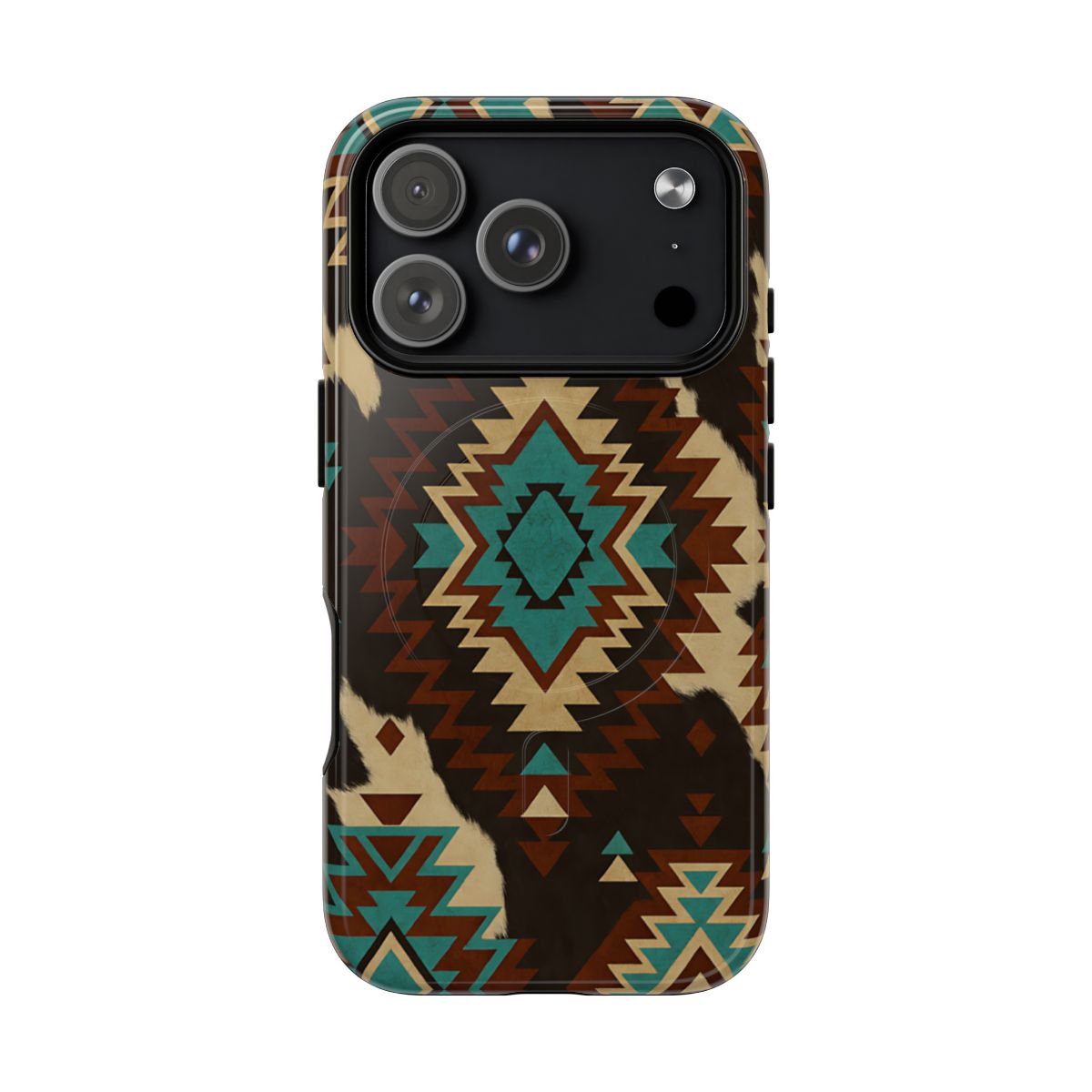 Turquoise Aztec + Cowhide Magnetic Case