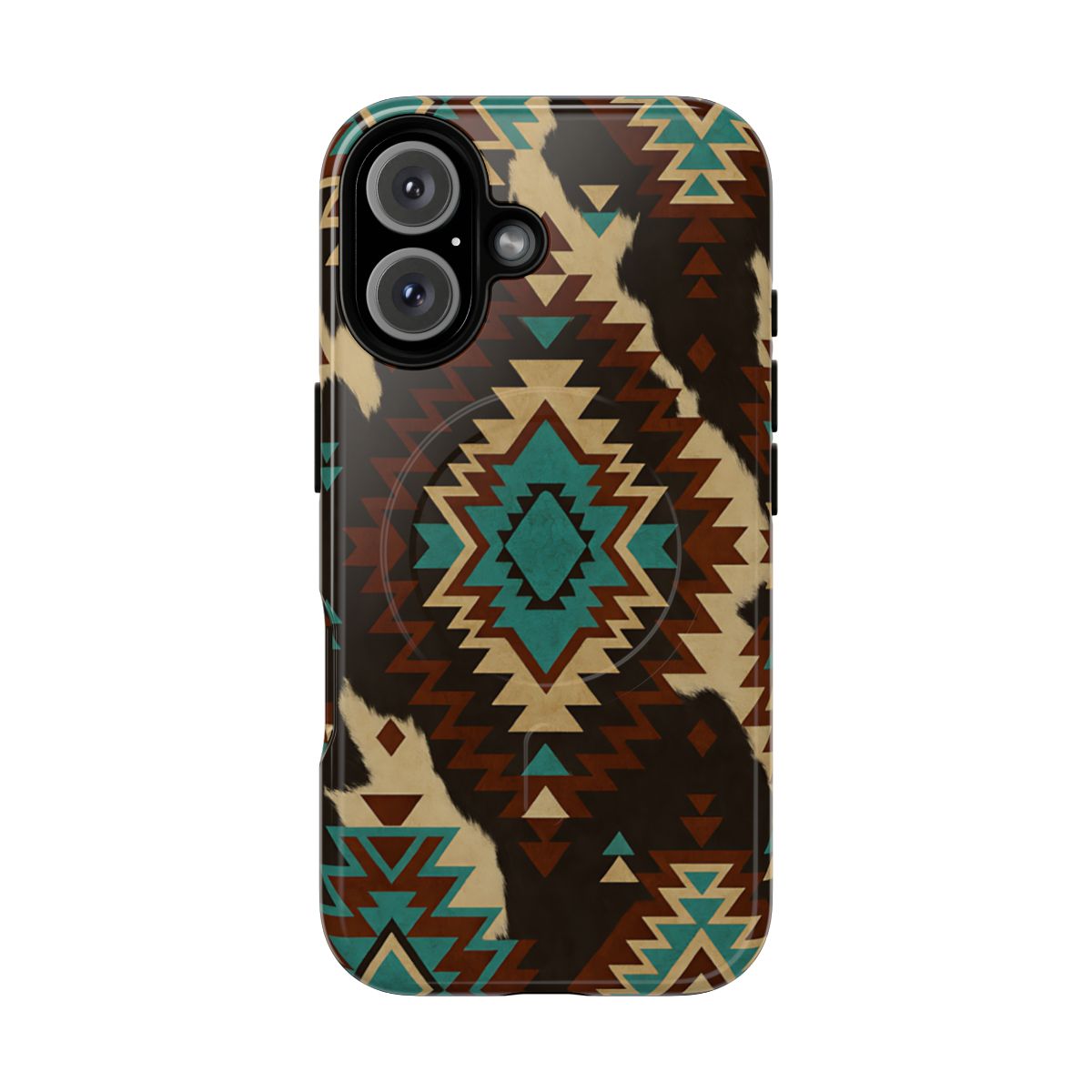 Turquoise Aztec + Cowhide Magnetic Case