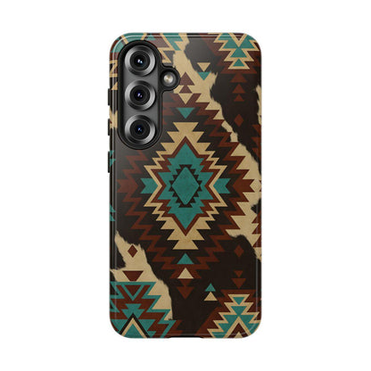 Turquoise Aztec + Cowhide Tough Case